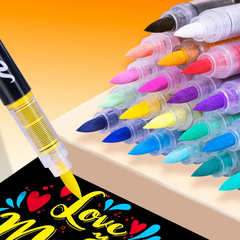 Set of straight liquid acrylic marker pens in multiple colours for art and graffiti