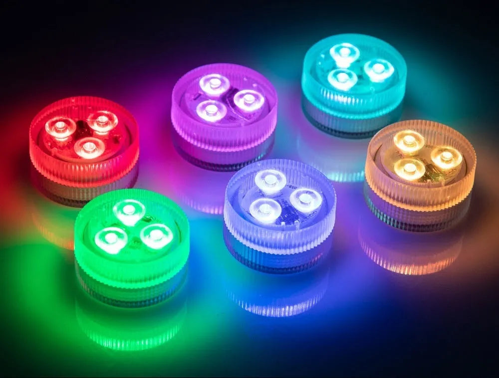 LED waterproof remote control fish tank diving light with plastic housing measuring 35 x 18mm