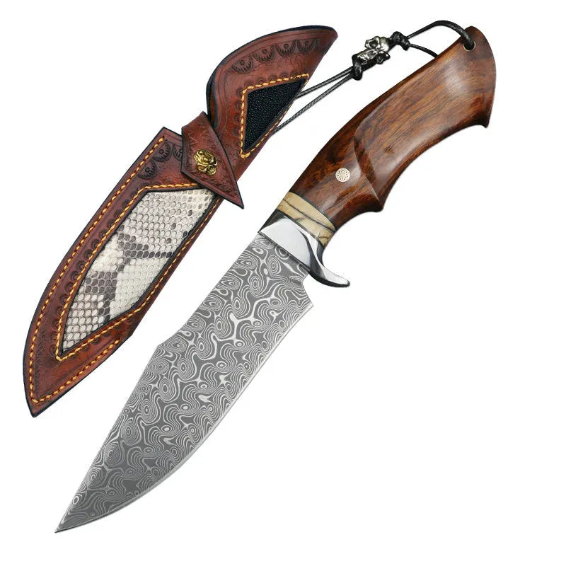 Folding forging knife with 9.8cm blade, 440C steel handle, mammoth tooth ivory, and American sand iron wood