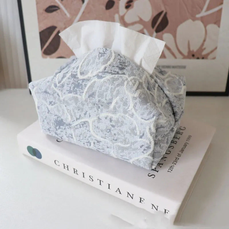Chinese pastoral style cotton fabric tissue box cover in beige, blue or brown rose patterns