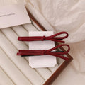 Wine red leather bow barrettes hair clips for women, single and pair options