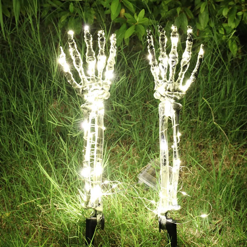 Purple LED skeleton arm hand Halloween stake light for outdoor garden decoration