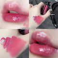 Glacier Lava Lip Lacquer in water-light mirror finish showing seven numbered colour options