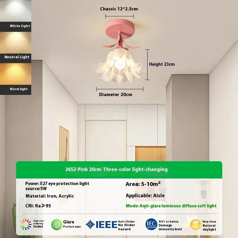 Cream coloured modern corridor light fixture with Linglan Flower design and remote control.