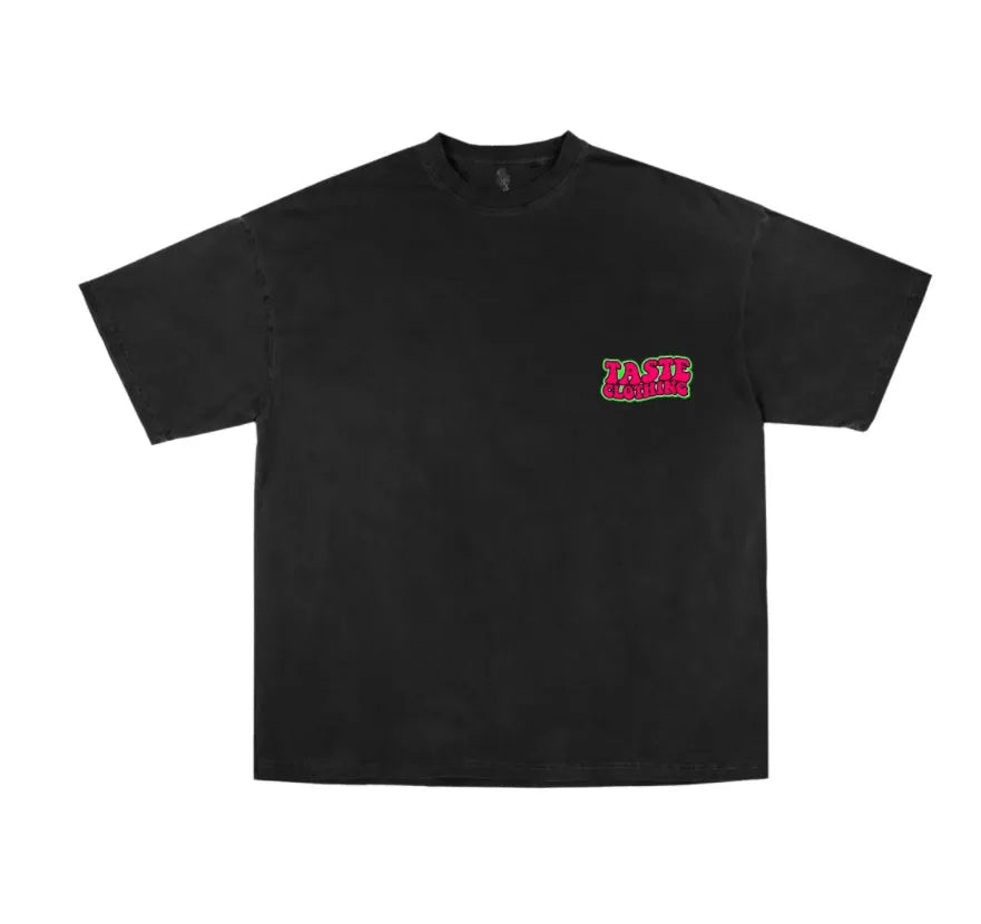 Men's casual cotton printed short sleeve t-shirt in black round neck
