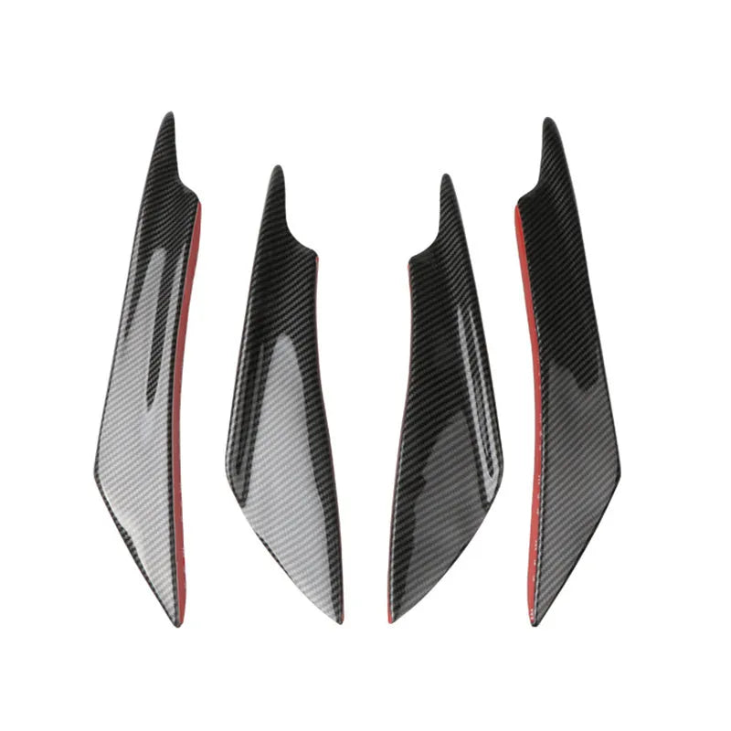 Four-piece carbon fibre pattern bumper blade kit for automotive bumper installation