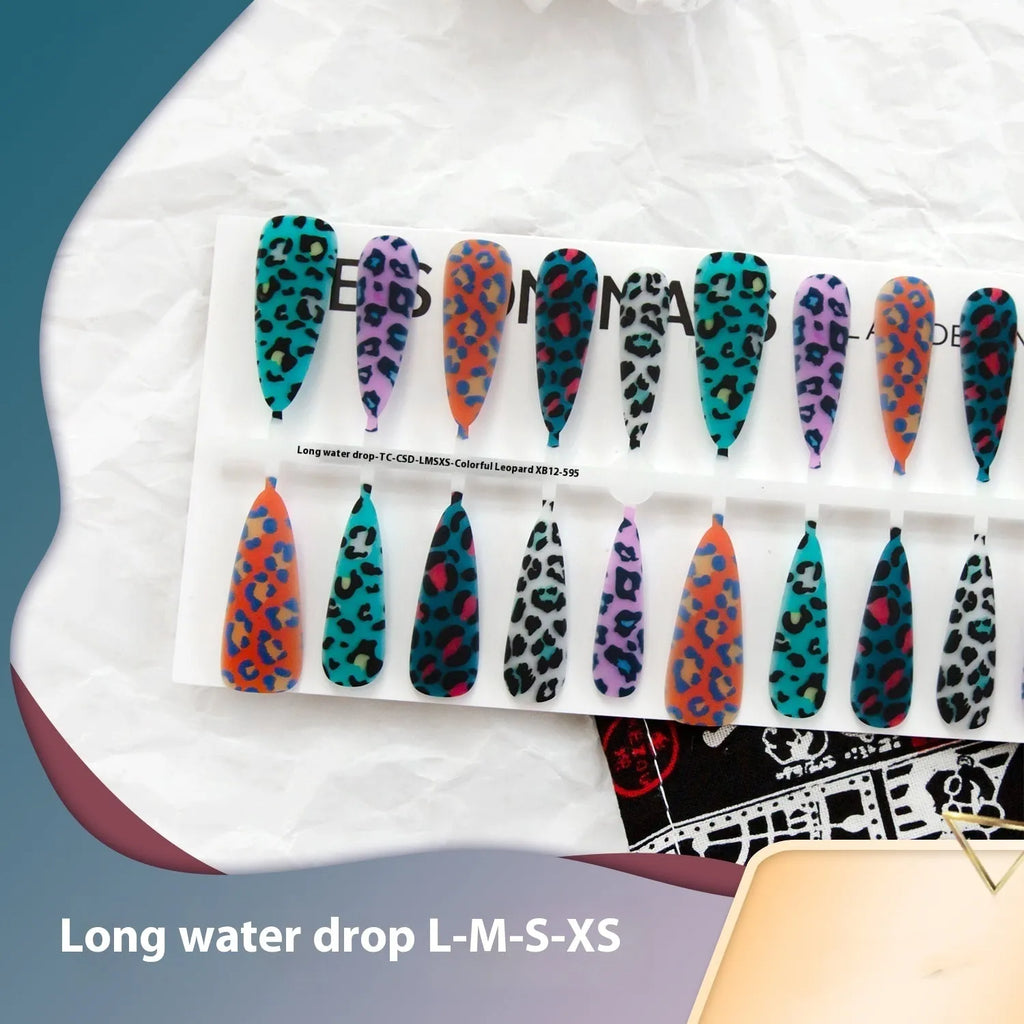 Creative Ripple French Leopard Print Armor nail stickers in colourful leopard pattern with ultra-thin seamless finish