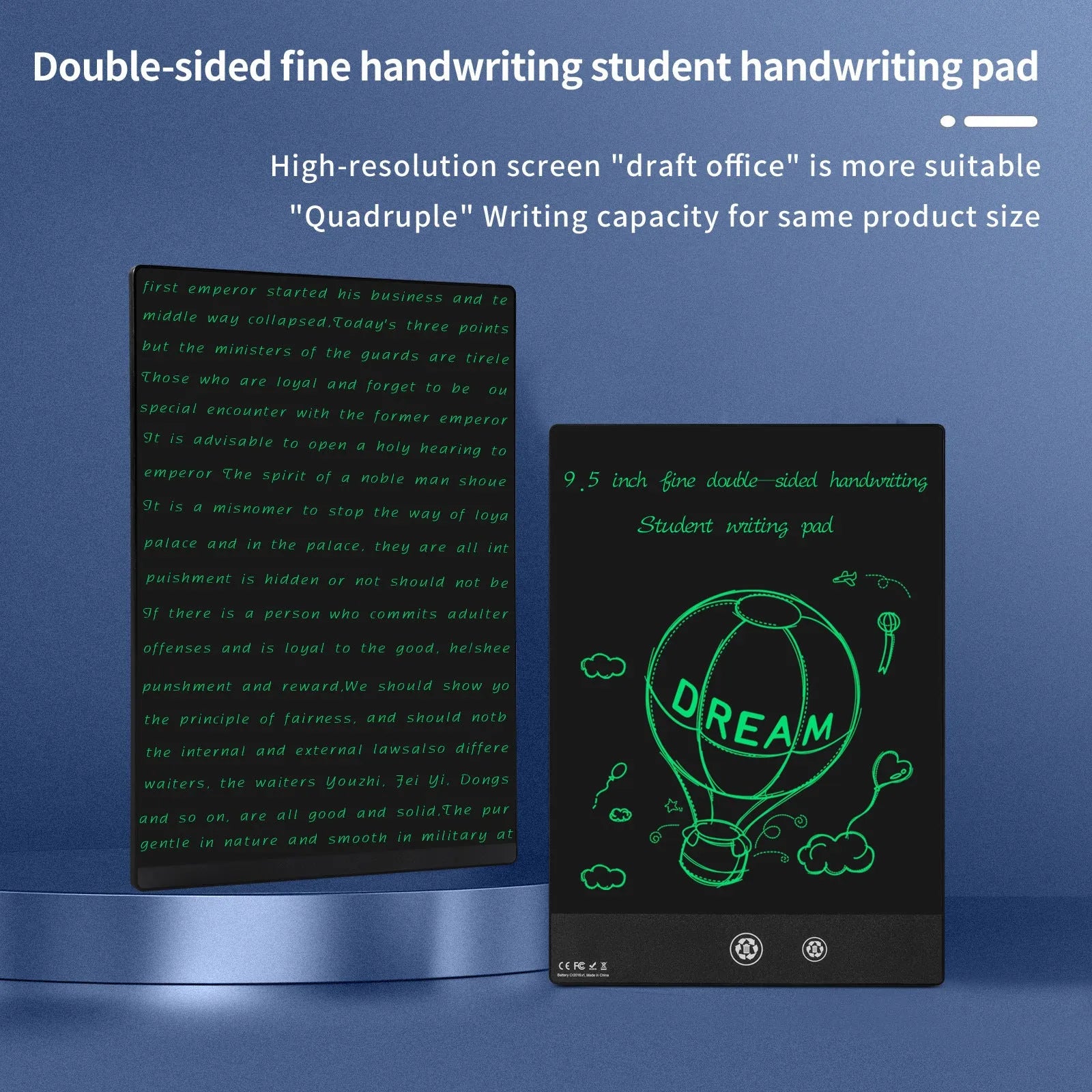 9.5 inch double sided LCD handwriting board with pen in black colour