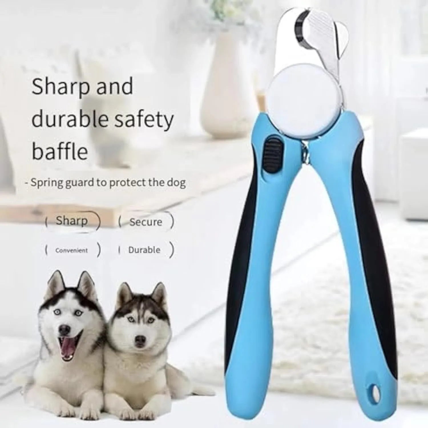 Blue heavy duty dog nail clippers with safety guard for large dogs with thick nails