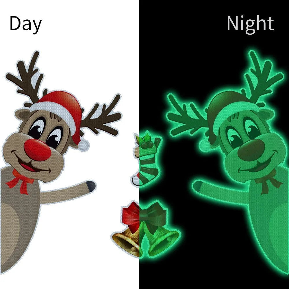 Christmas elk bell design magnetic bumper stickers with reflective luminous properties on vehicle
