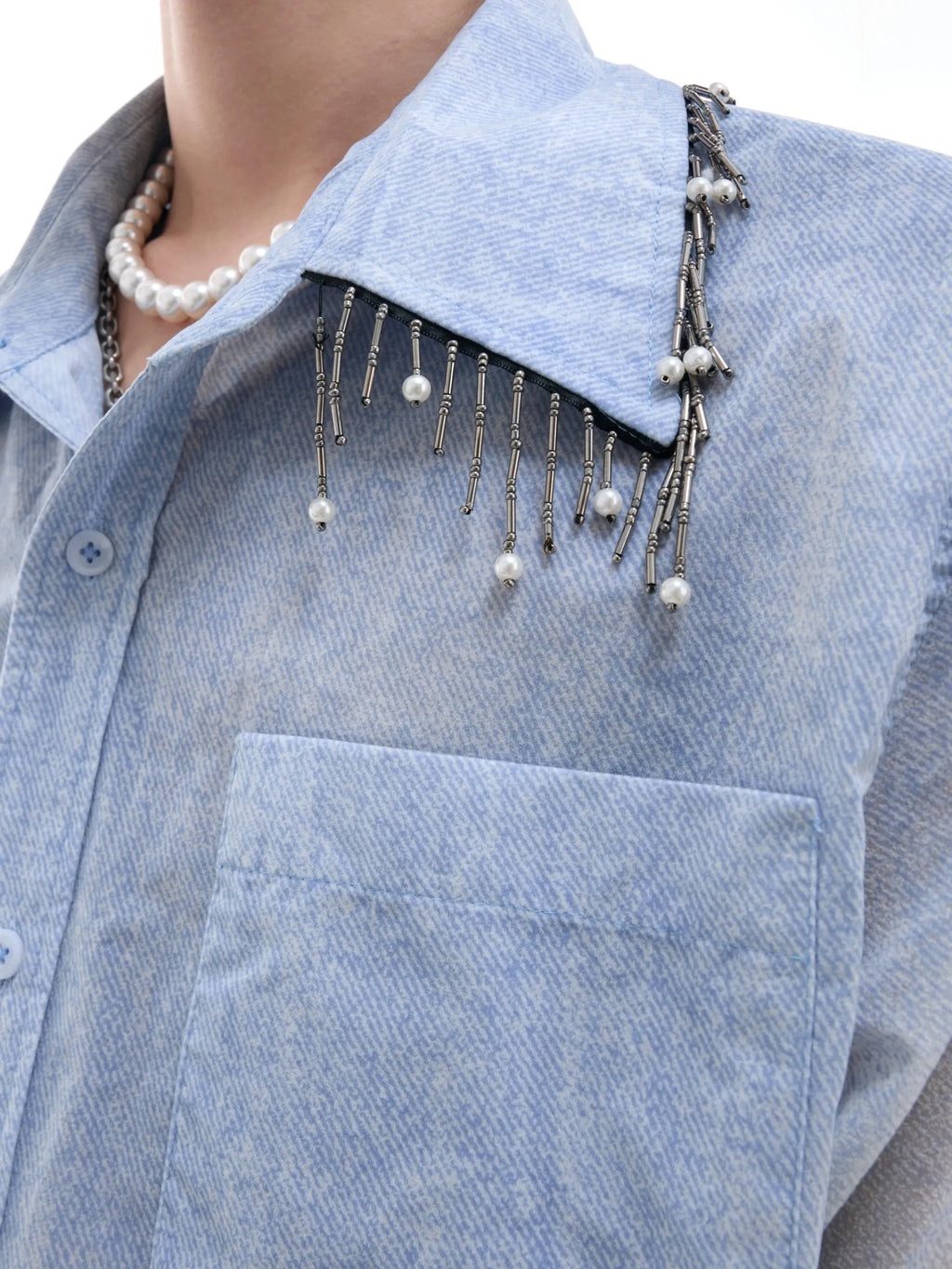 Blue loose fit casual shirt with half sleeves for summer wear