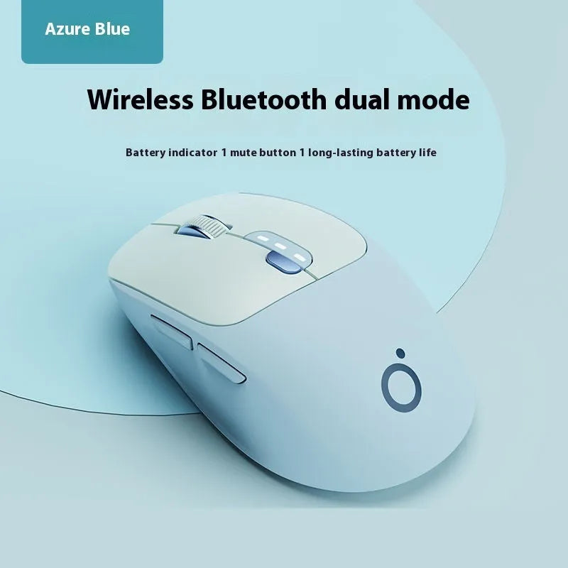 Mute wireless Bluetooth mouse in Matcha Green colour with five-button layout on office desk