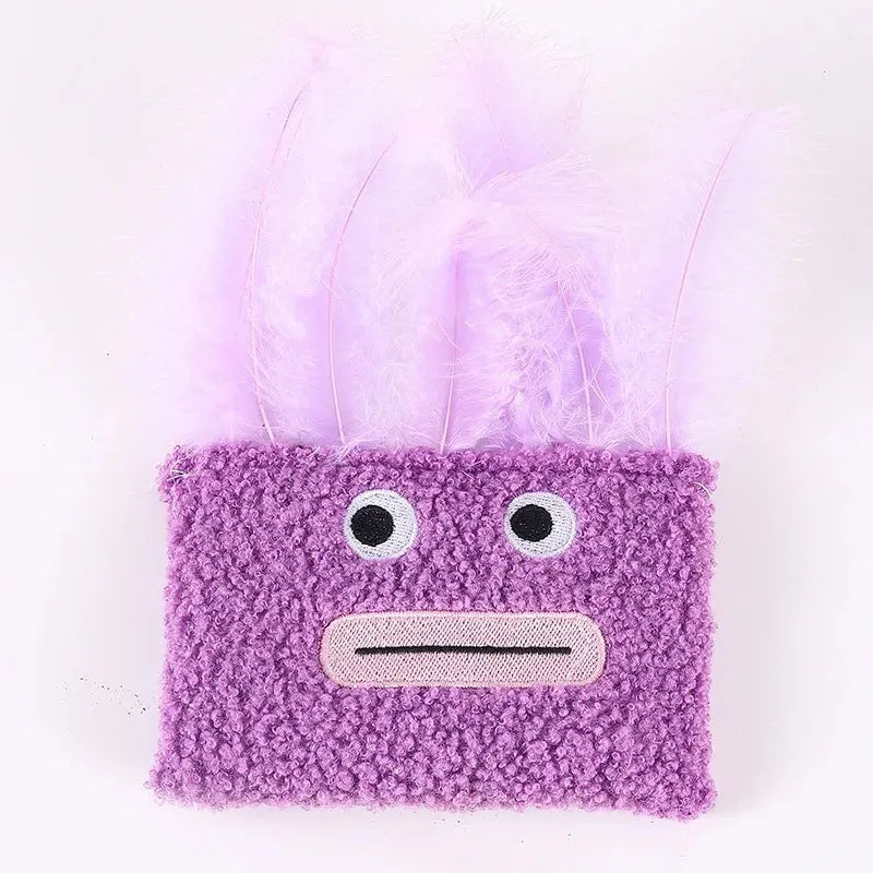 Big mouth explosion head shaped cat plush toy in four colours: blue, green, orange, purple