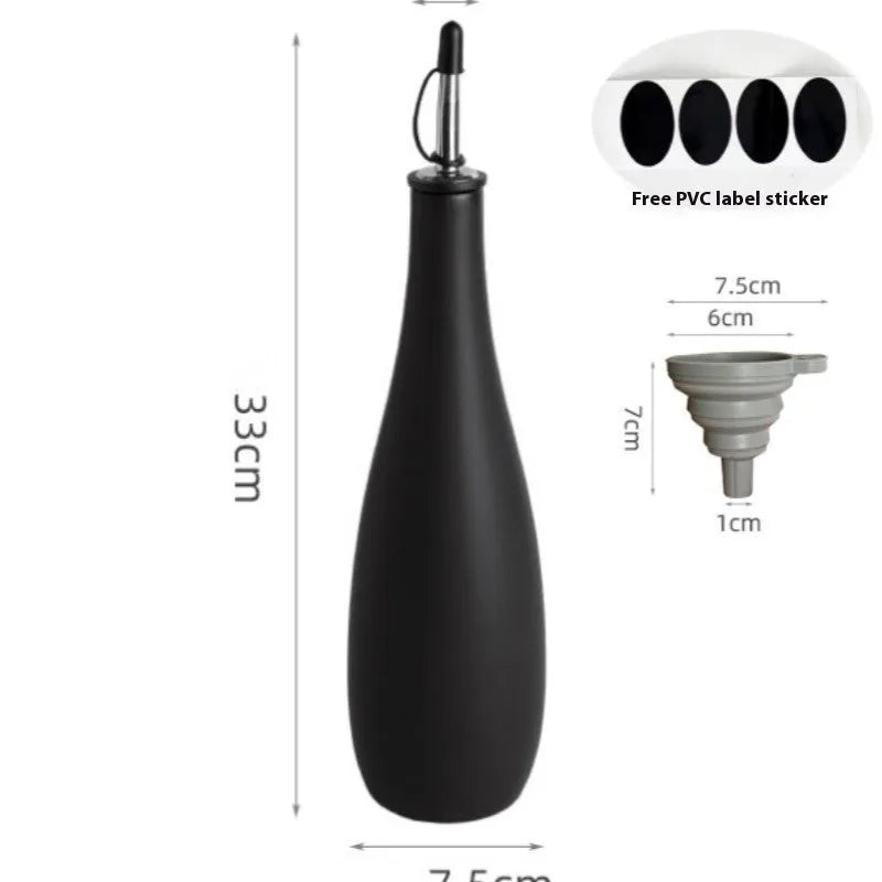 Ceramic oil pot with matching funnel in black, coffee, or white colour, 650ml capacity