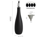 Ceramic oil pot with matching funnel in black, coffee, or white colour, 650ml capacity