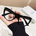 Women's large frame cat's eye presbyopic glasses with dragon and phoenix decorations in black floral frame