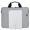Gray lightweight Oxford cloth men's laptop bag with polyester inner lining and sewing thread detail