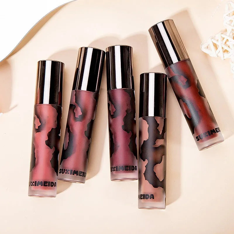 Lava Secret Matte Lip Mud Lipstick in non-transfer formula showing five shade options
