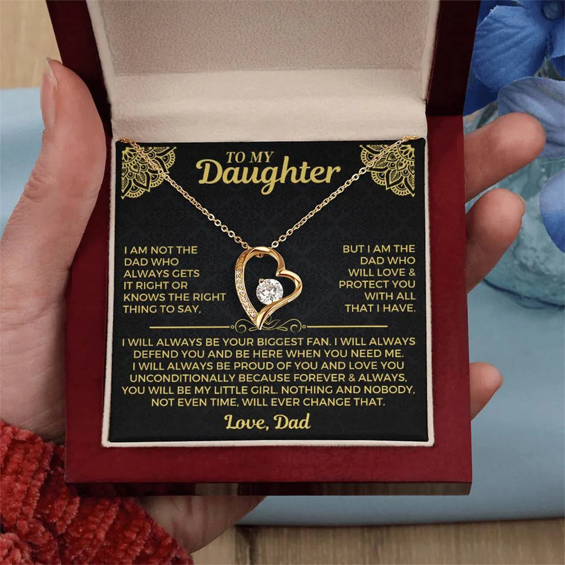 Hollow heart-shaped necklace in silver or gold finish with gift box presentation options