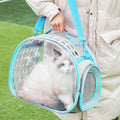 Transparent hard-shell cat backpack carrier in space capsule design with foldable feature