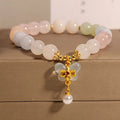 Colourful Morganite crystal bracelet with butterfly pendant for women