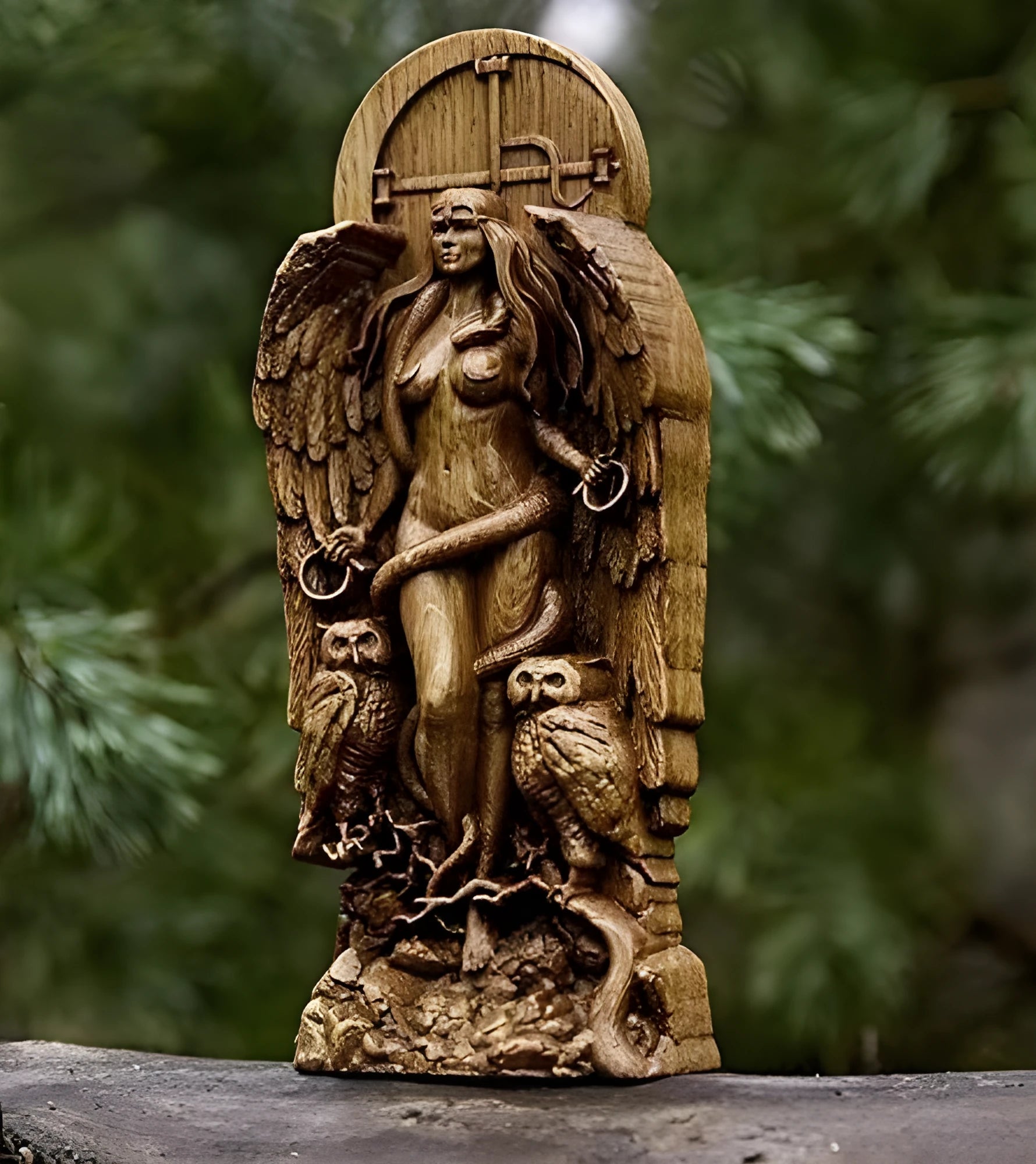 Detailed resin Greek goddess statue for altar or garden, 22cm tall in one of three colours.