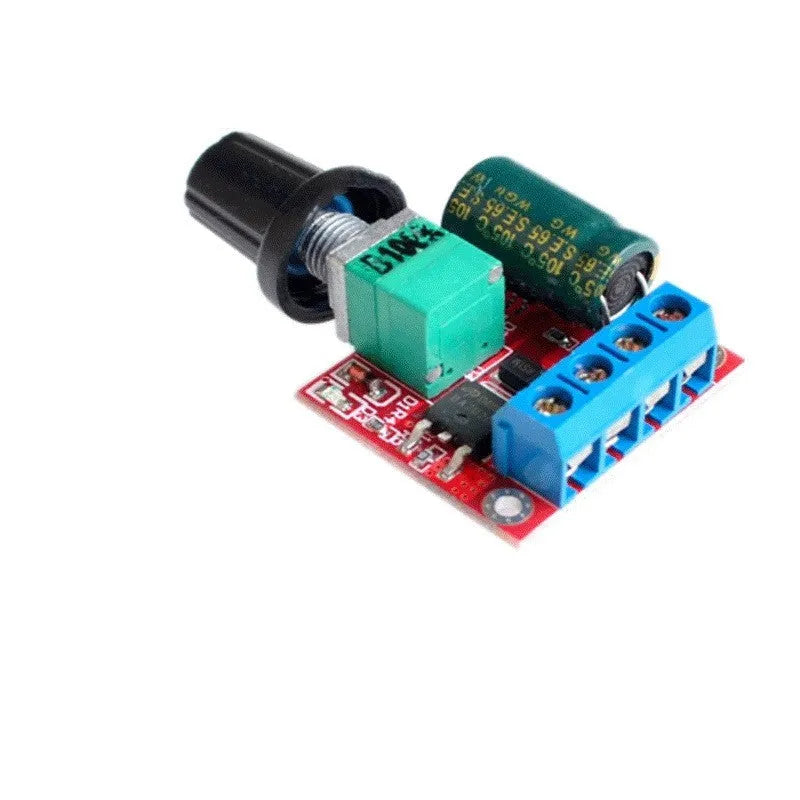 PWM DC motor speed controller with adjustment knob for 5V-35V motors and 5A output