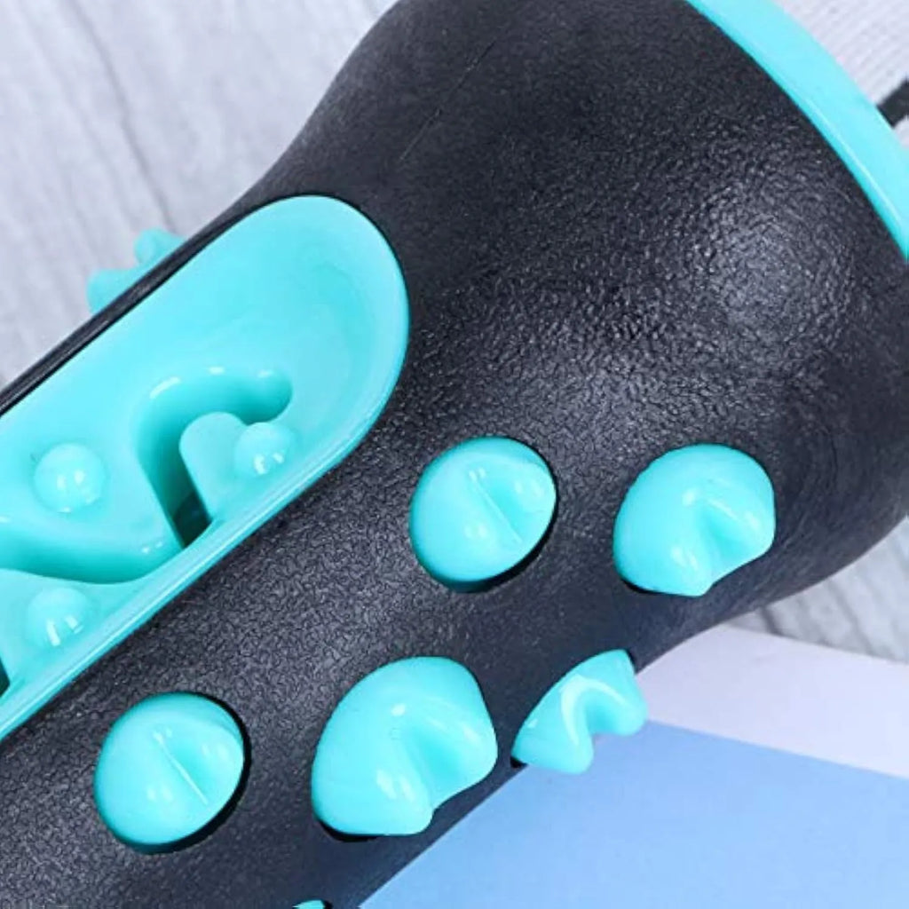 Natural rubber dog toothbrush chew toy for dental cleaning in blue colour