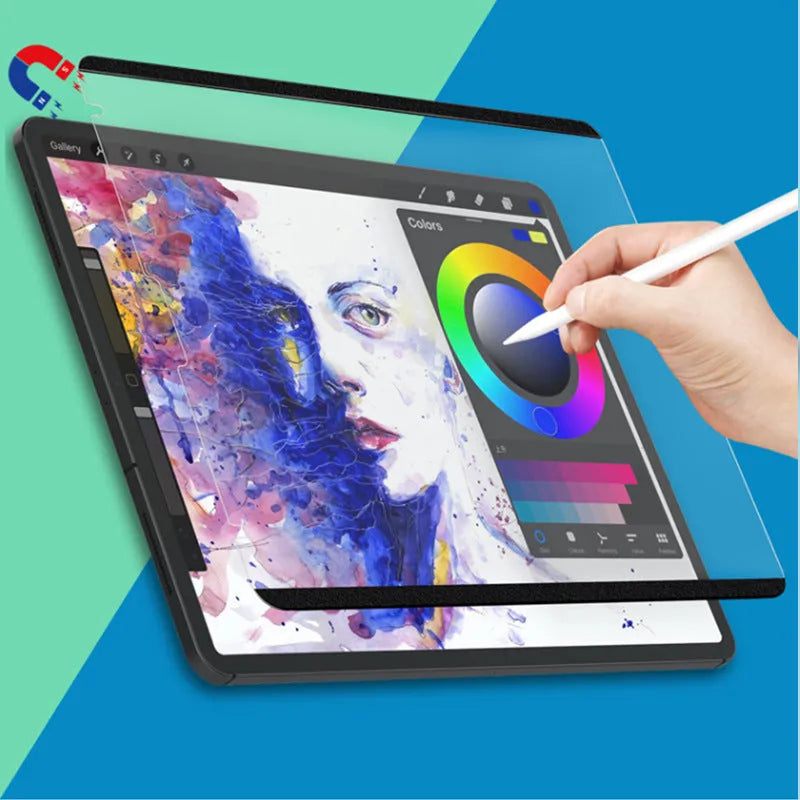 Magnetic detachable PET drawing film for iPad with included alcohol wipe and scraper tools