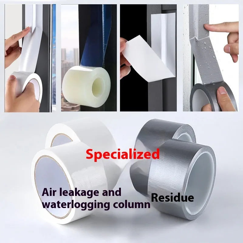 Windproof tape roll for window and windshield sealing in silver grey, transparent, or white colour options