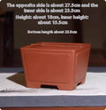 Square purple clay succulent bonsai pot with classical design showing clean lines and natural clay finish