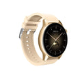 Smart watch with colour screen and stainless steel body showing black, pink, and silver colour options