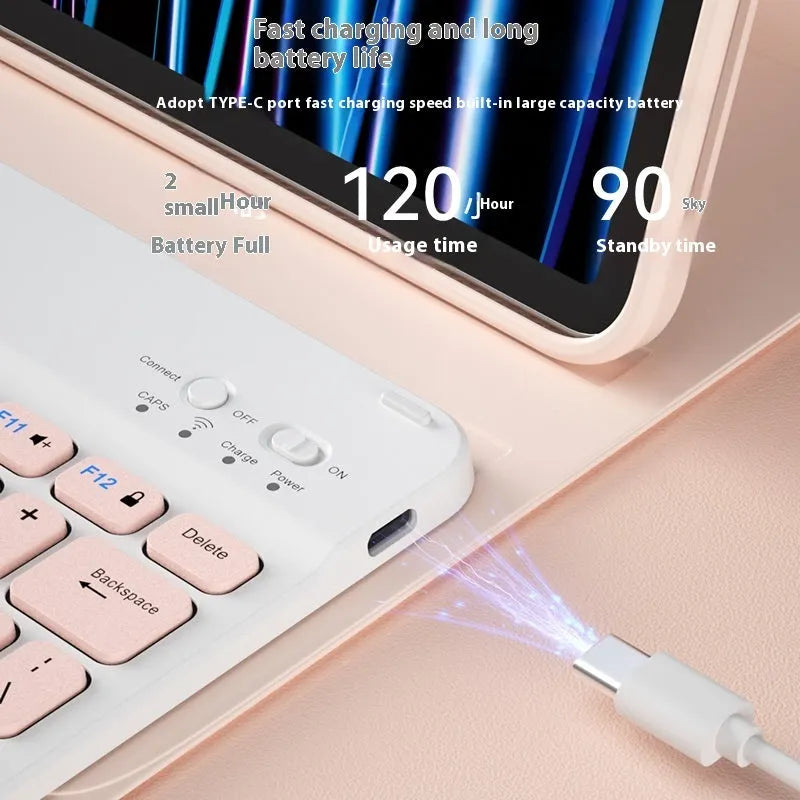 Wireless Bluetooth keyboard and rechargeable mouse set in elegant pink colour option
