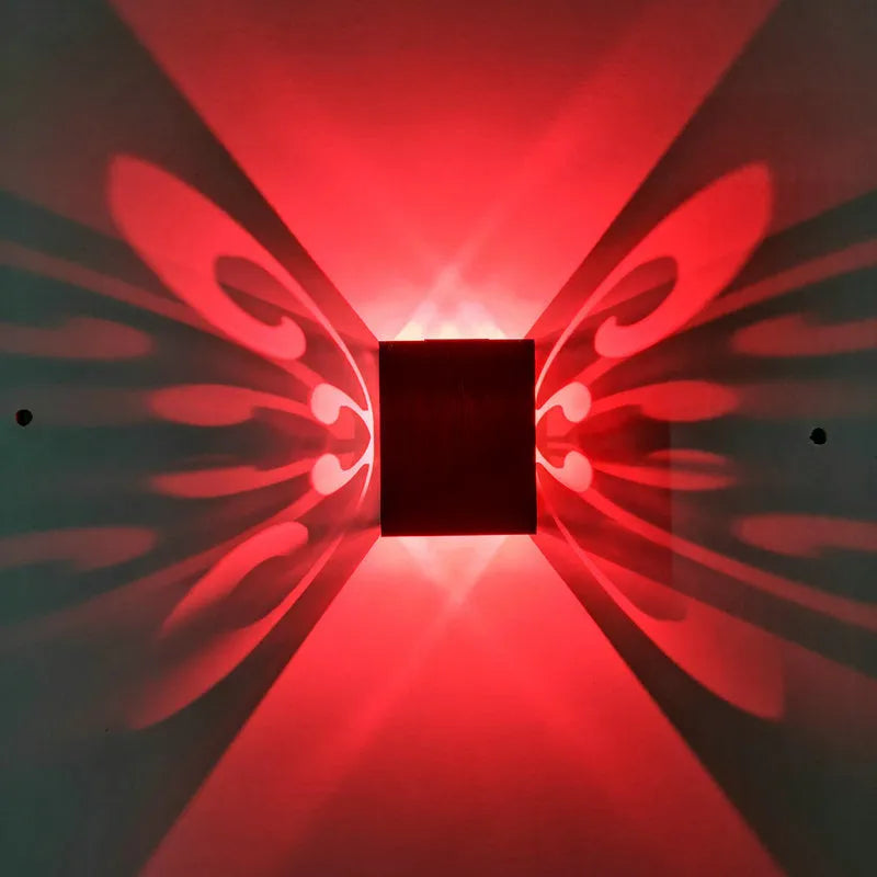 Modern aluminium butterfly wall lamp with remote control for colour changing options