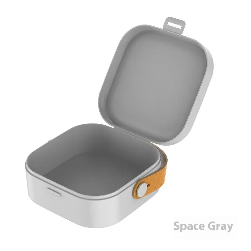 Medium polypropylene storage organiser box with lid for cables and headphones in solid colour options.