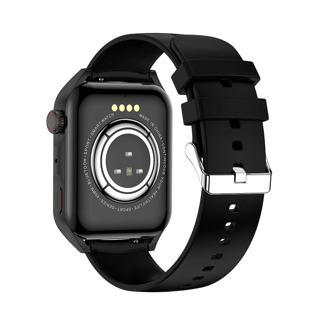 Pink AMOLED NFC smart watch on wrist showing time on 1.8-inch HD screen
