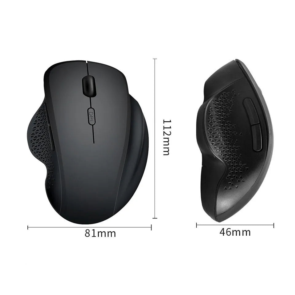 Wireless rechargeable laptop mouse in black or grey with USB charging cable