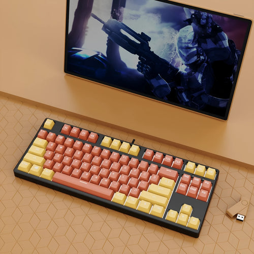 87-key mechanical gaming keyboard with dual-colour keycaps and hot-swappable switches