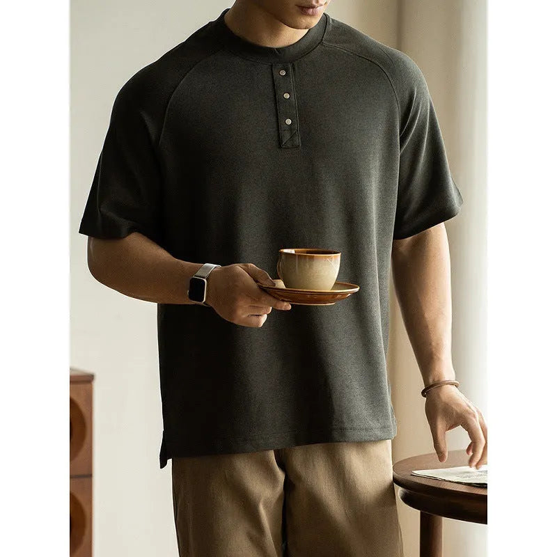 Women's loose-fitting casual pullover top with terry texture fabric and raglan sleeves
