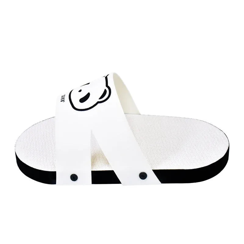 White slipper style corrugated paper cat scratch board on a plain background.