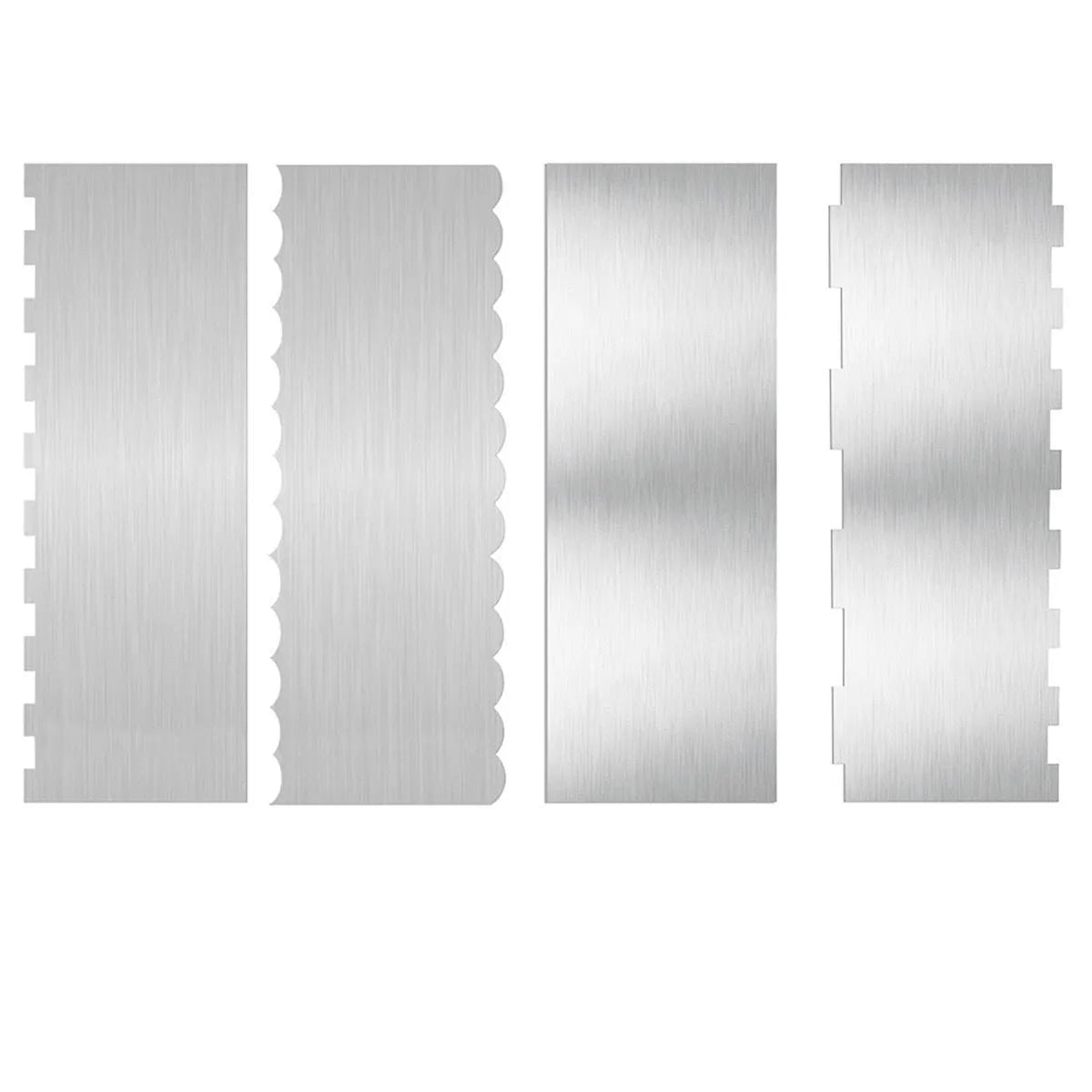 Stainless steel cream scraper cake decorating tool with polygon pattern edge
