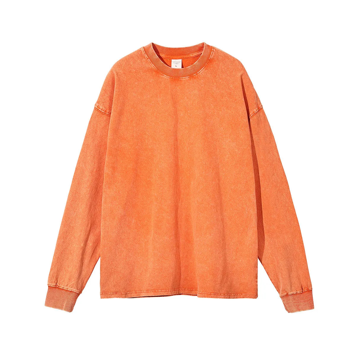 Men's vintage washed cotton pullover in batik print colours with long sleeves and loose fit