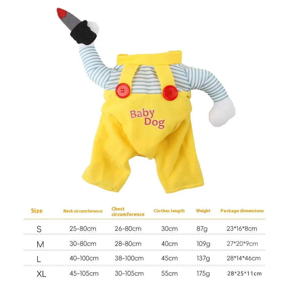 Yellow knife assassin themed cat costume made from polyester fabric in sizes S M L XL