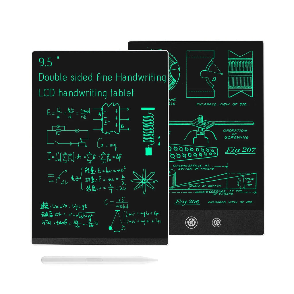 9.5 inch double sided LCD handwriting board with pen in black colour