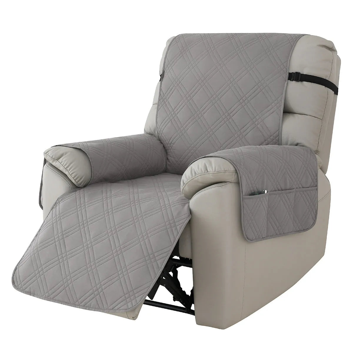 Waterproof quilted sofa cover for a Chivas massage chair in a dark coffee colour.