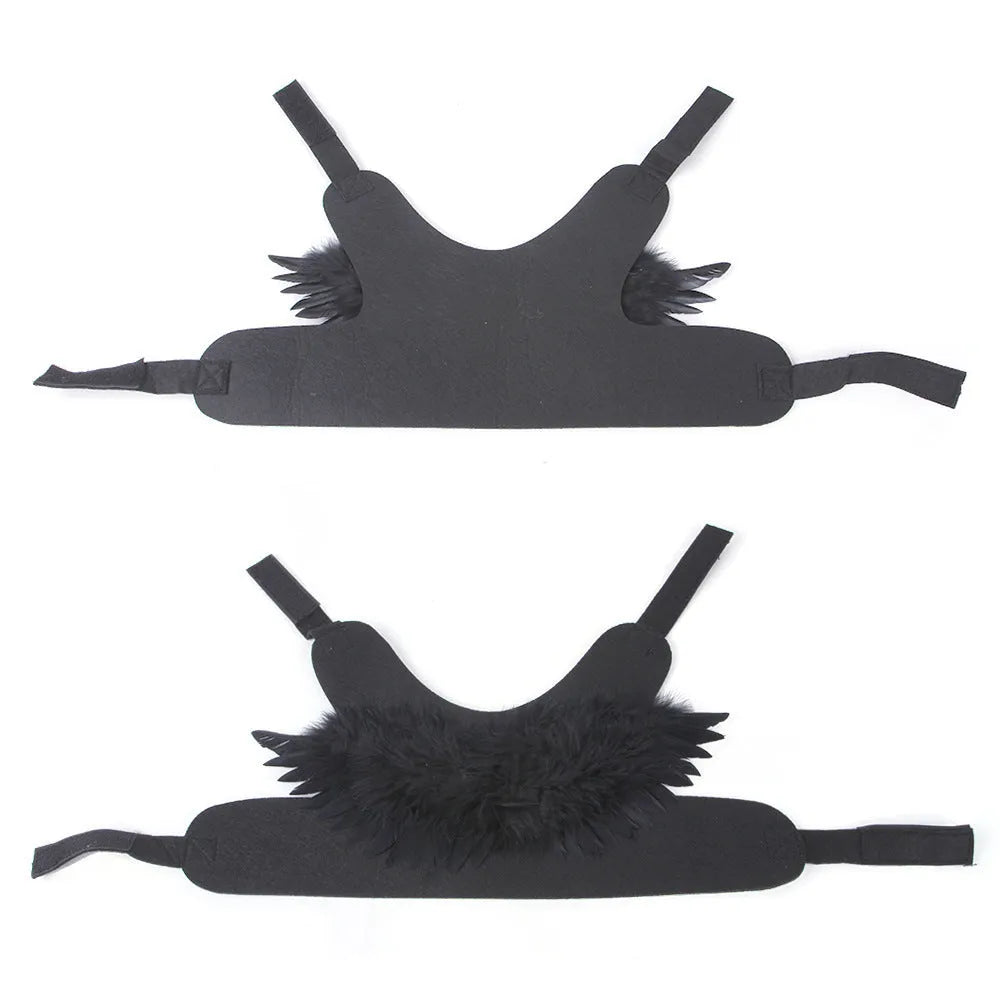 Halloween angel wings pet costume for dogs in black felt cloth with chest-back design