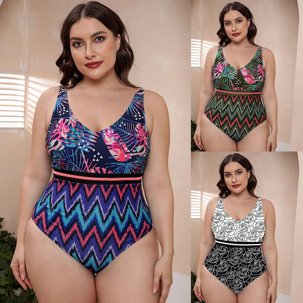 Women's printed stripe one-piece swimsuit with spaghetti straps in blue, white, or green colour options