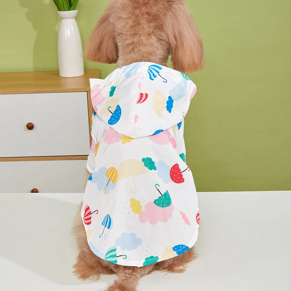 Cartoon umbrella pattern pet raincoat for dogs and cats in polyester fabric