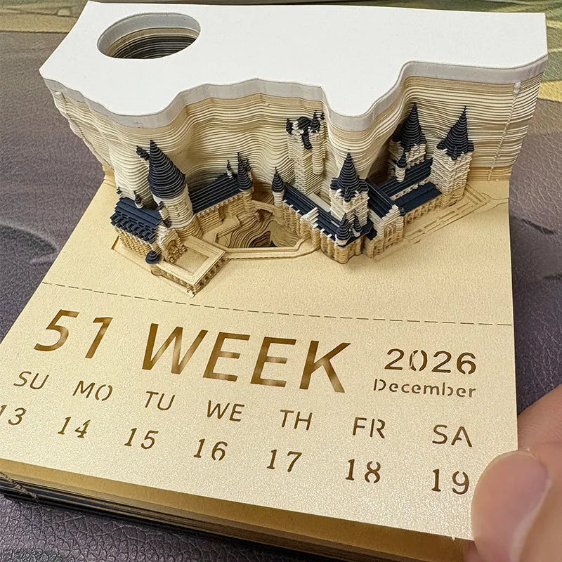 3D sticky note paper carving notepad with tear-off pages and decorative ornament design