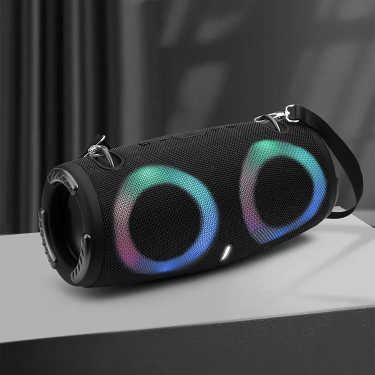 War Drum Three-generation portable Bluetooth speaker with RGB coloured lights in a choice of five colours.